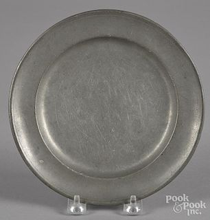 Meriden, Connecticut pewter plate, ca. 1825, bearing the touch of Ashbil Griswold, 7 3/4'' dia.