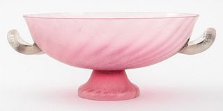 Murano Pink Coroso Rigadin Glass Centerpiece Bowl