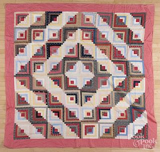 Log Cabin quilt, late 19th c., 81'' x 81''.