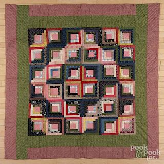 Log Cabin quilt, late 19th c., 70'' x 71''.