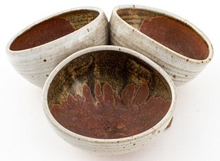 Karen Karnes Stoneware Art Pottery 3 Bowl Server
