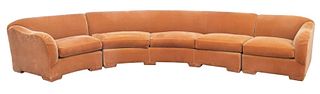 Donghia Style Brown Velvet Crescent Shaped Sofa