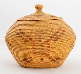 Native American Woven Basketry Covered Jar