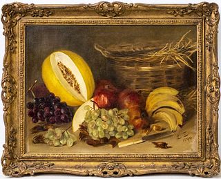 Antique "Still Life with Fruit" Oil on Canvas