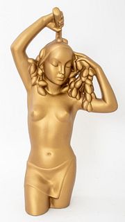 Italica ARS Ceramic Sculpture of Maiden with Fruit