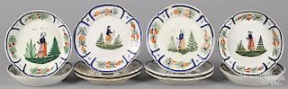 Ten Henriot Quimper plates and shallow bowls, approx. 8 1/2'' dia.