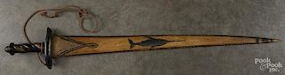 Painted swordfish bill sword, early 20th c., 37 1/2'' l.