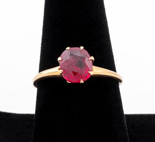 Antique 14K Synthetic Ruby Solitaire Ring