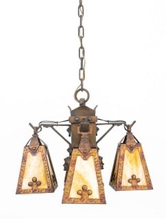 Arts and Crafts Monk Face Chandelier, ca. 1910
