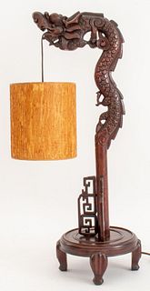 Chinese Carved Hardwood Hanging Lamp