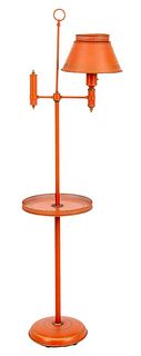Pompeiian Red Painted Bouillotte Floor Lamp Table