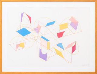 Tony Robbin Minimalist Geometric Watercolor on Paper