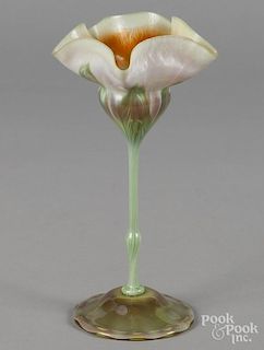 Tiffany favrile glass floriform vase, signed on base L.C.T. T3330