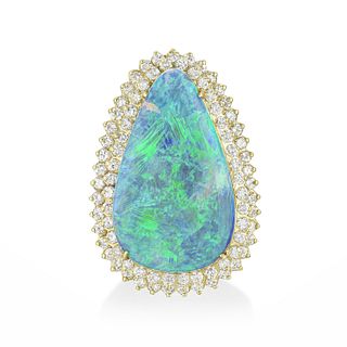 Vintage Opal and Diamond Ring