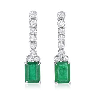 Zambian Emerald and Diamond Drop Earrings, GIA Certified