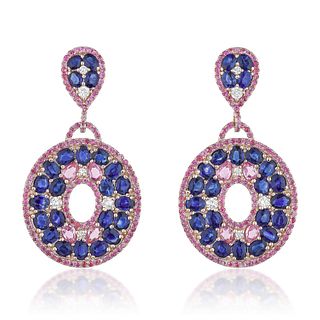 Sapphire Pink Sapphire and Diamond Earrings