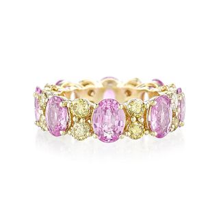 Pink Sapphire and Diamond Eternity Band, GIA Certified