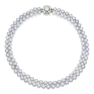 Double Strand Akoya Cultured Pearl Necklace, GIA Certified