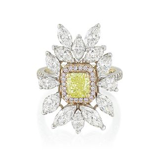 Fancy Intense Green-Yellow Diamond Ring, GIA Certified