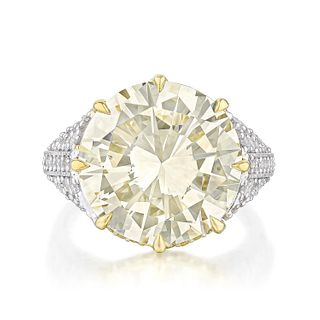 9.61-Carat Fancy Light Yellow Diamond Ring, GIA Certified