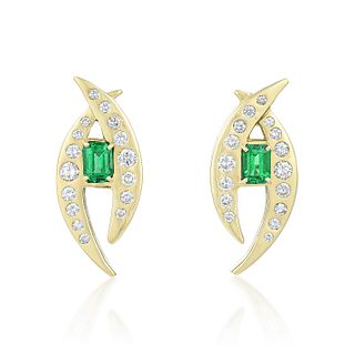 Colombian Emerald and Diamond Earrings, AGL Certified