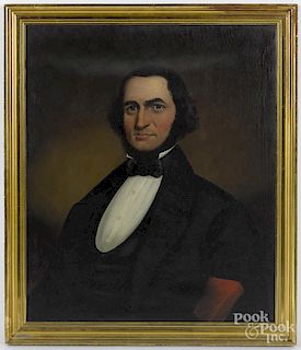 American oil on canvas portrait of a gentleman, 19th c., 30'' x 25''.