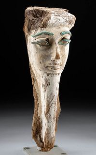 Superb Egyptian 18th Dynasty Wood Mask w/ Bronze Eyes