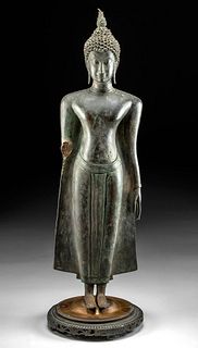 16th C. Thai Ayutthaya Brass Standing Buddha