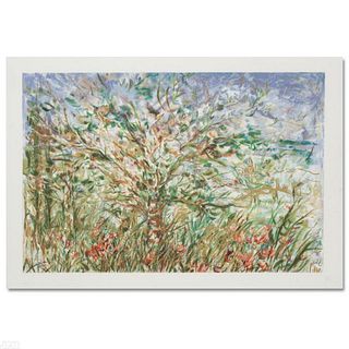 Tree in Spring Limited Edition Serigraph by Edna Hibel (1917-2014), Numbered and Hand Signed with Certificate of Authenticity.