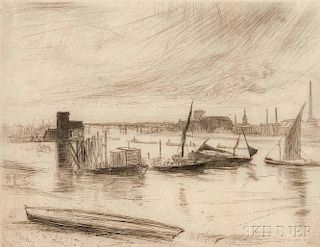 James Abbott McNeill Whistler (American, 1834-1903)      Battersea Dawn (Cadogan Pier)
