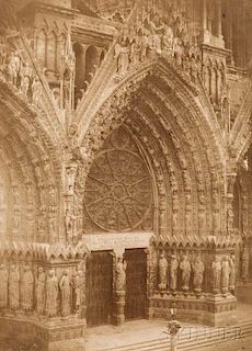 Charles Marville (French, 1813-1879)      Central Portal, West Façade, Reims Cathedral