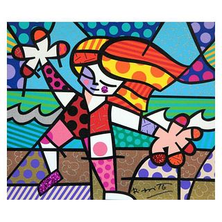 Britto, "Golden Beaches" Hand Signed Limited Edition Giclee on Canvas; Authenticated