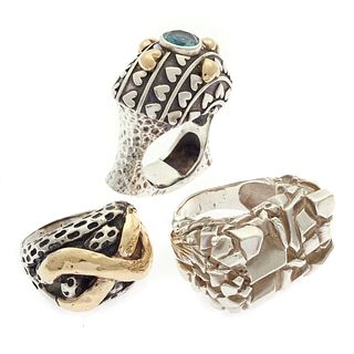 Collection of Three 14k, Sterling +B2:B82Silver Rings