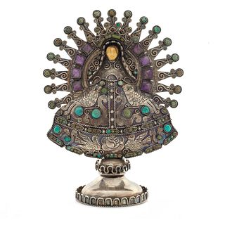 Matilde Poulat Mexican Amethyst, Turquoise, Sterling Silver Madonna