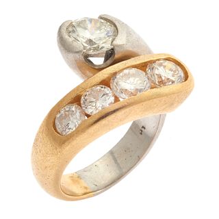Diamond, Platinum, 18k Yellow Gold Ring