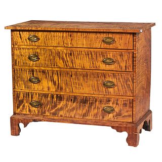 Chippendale Tiger Maple Chest of Drawers