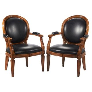 Pair George III Style Library Armchairs