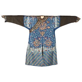 Late Qing Dynasty Silk Dragon Robe
