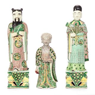 Pair of Ming Style Tomb Attendants and a Third Attendant