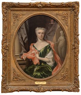Philip Van Dyk (Dutch, 1680-1753) Oil On Canvas, Ca. 1726, Portrait Of A Duchess, H 20.5'' W 17''