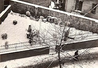 André Kertész (Hungarian/American, 1894-1985)      Snow-covered Graveyard with Pedestrians, New York