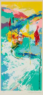 LeRoy Neiman (1921-2012), "Downhill Skier," 1973, Screenprint in colors on paper, Image: 26" H x 12" W; Sight: 27.75" H x 12.75" W