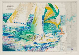 LeRoy Neiman (1921-2012), "Americas Cup - Australia," 1986, Screenprint in colors on paper, Image: 26.25" H x 38.5" W; Sight: 29" H x 40.5" W