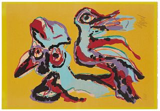Karel Appel (1921-2006), "Oiseau Hurlant," 1977, Lithograph in colors on cream wove paper, Sheet: 15.5" H x 22.25" W