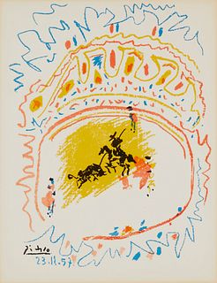 After Pablo Picasso (1881-1973), "La Petite Corrida," 1957, Lithograph in colors on paper, Sight: 12.75" H x 10" W