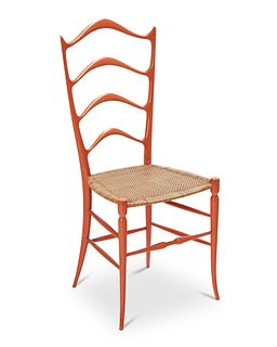 A Chiavari painted wood and woven cane side chair