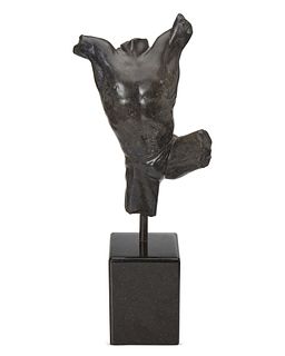 Ramon Parmenter (b. 1954), Male form, 1997, Bronze and stone, 19" H x 8" W x 4.5" D