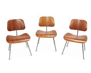 Charles and Ray Eames (1907-1978 and 1912-1988), Three DCM dining chairs, early 21st century, Each: 30i H x 19.5i W x 18i D