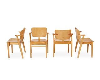 Ilmari Tapiovaara (1914-1999), Four Domus bentwood chairs for Knoll, mid/late 20th century, Each: 30.25" H x 21.5" W x 16.5" D