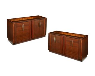 A pair of mid-century rosewood record cabinets